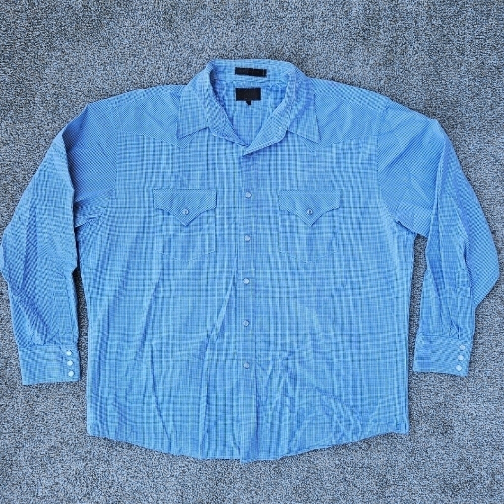 Pendleton Round Up "Let er’ buck" Blue Checked Cotton Button Up Shirt Men's XL